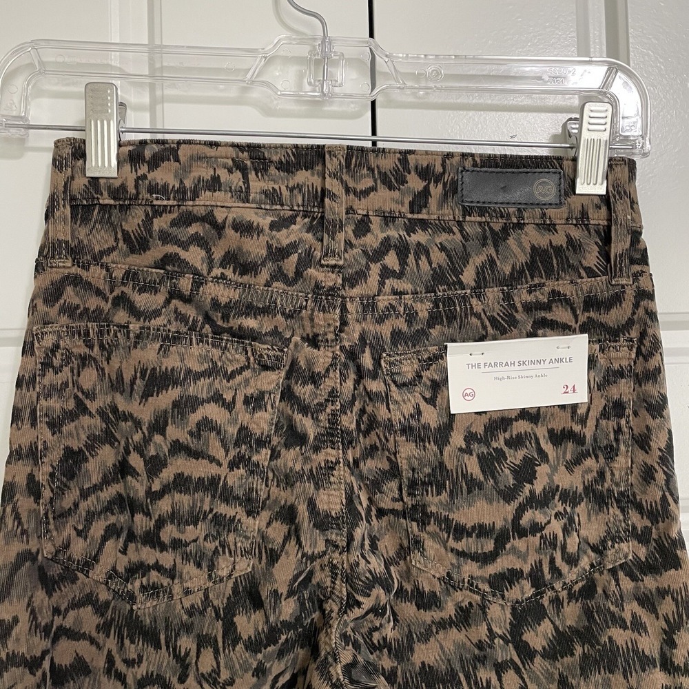 AG The Farrah Skinny Ankle High Rise Women‎ Size 24 Leopard Print Corduroy NWT - Picture 9 of 11
